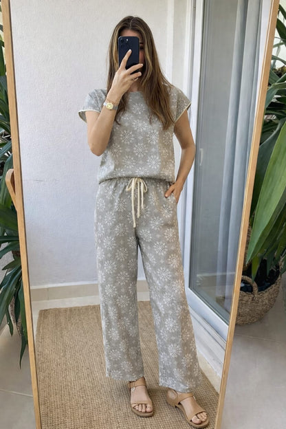 Set lino floral