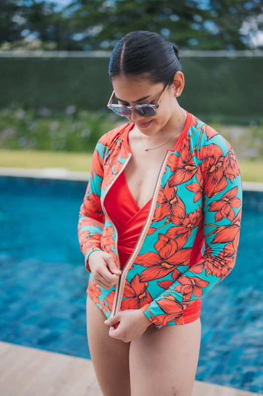 Camisa de zipper para vestido de baño