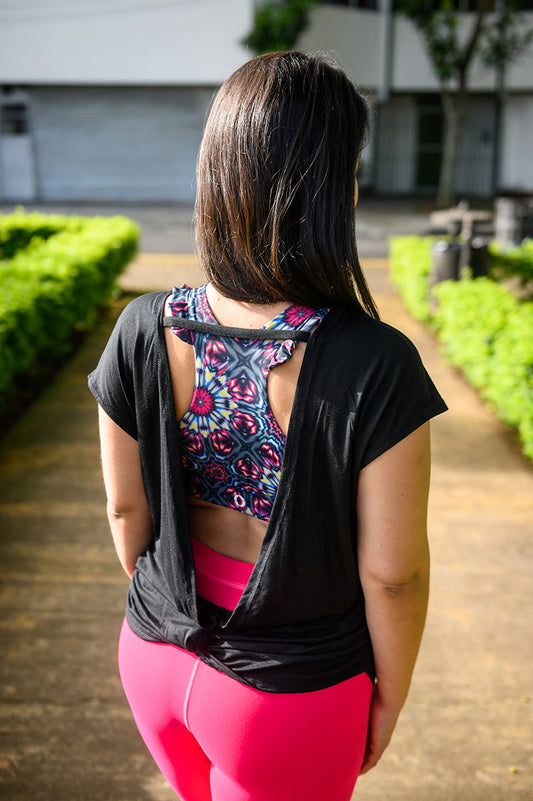 Camisa backless nudo negra