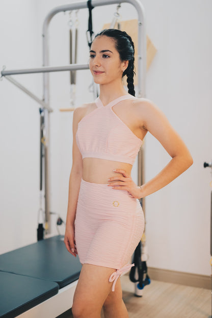 Short lazo ondas rosado